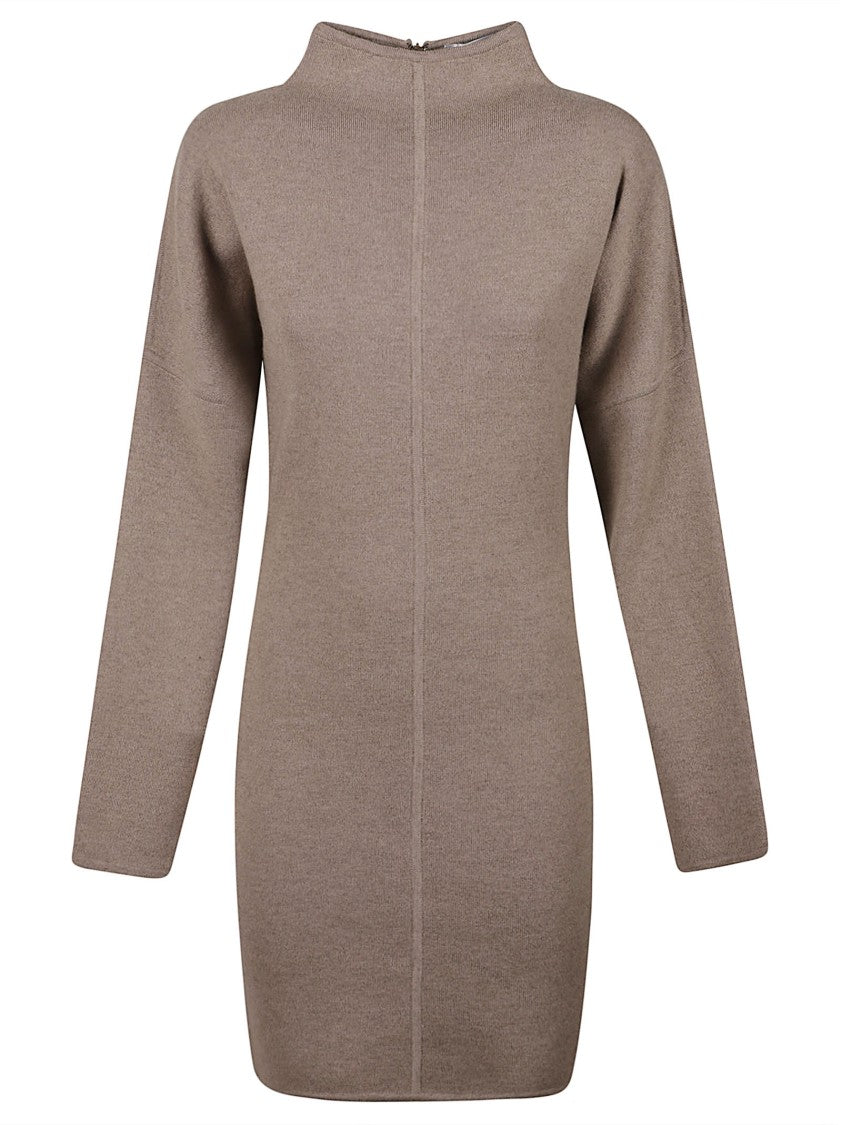 Max Mara Knee-Length Knit Dress With High Neckline And Central Seam