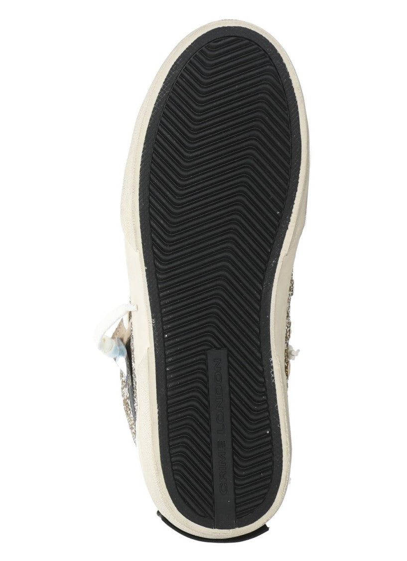 Crime London Beige Sk8 Recut Glitter Sneakers