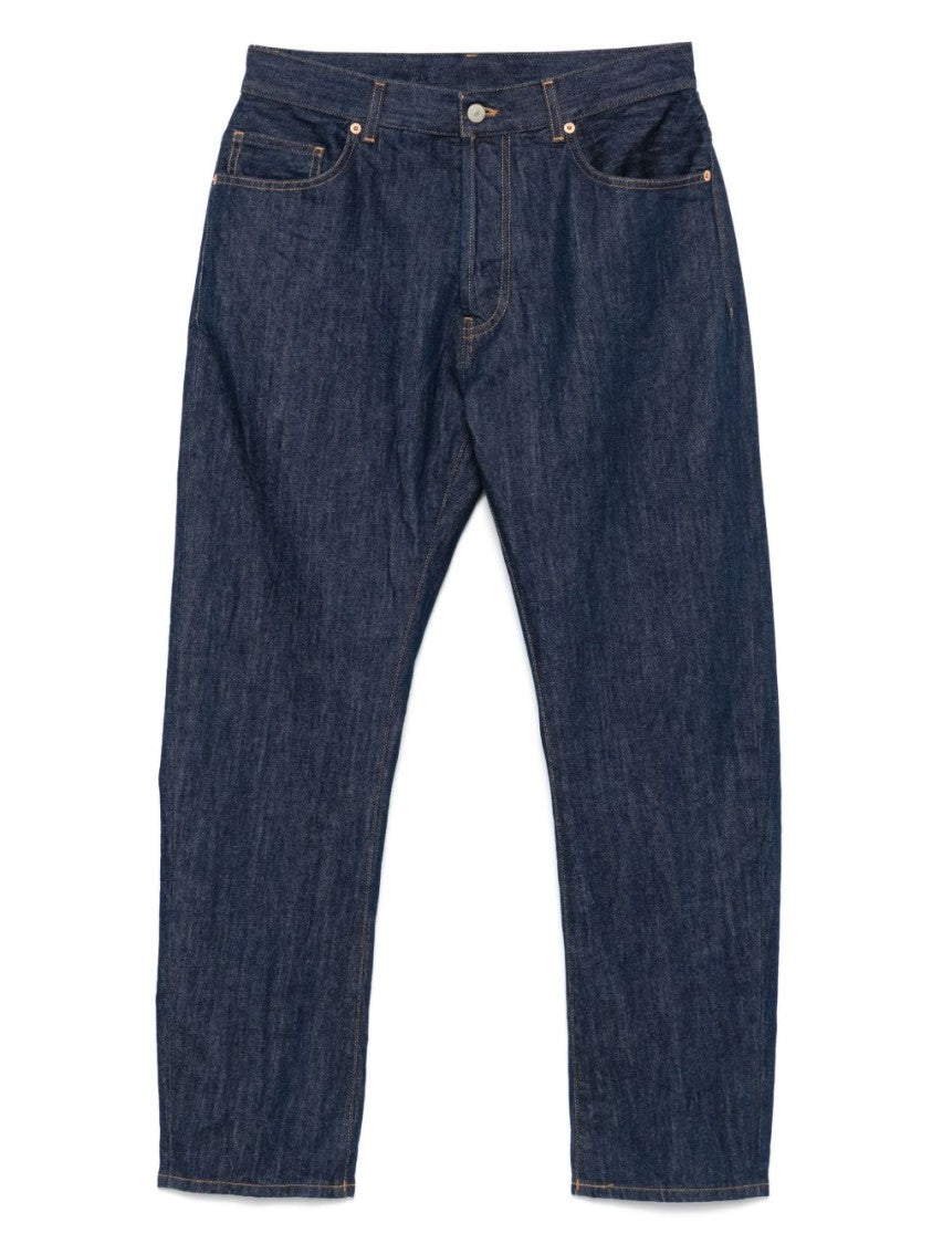 Dondup Navy Blue Tapered Leg Five-Pocket Jeans