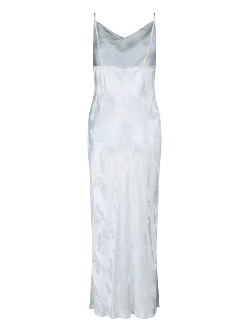 Calvin Klein Blue Floral Jacquard Satin Maxi Dress