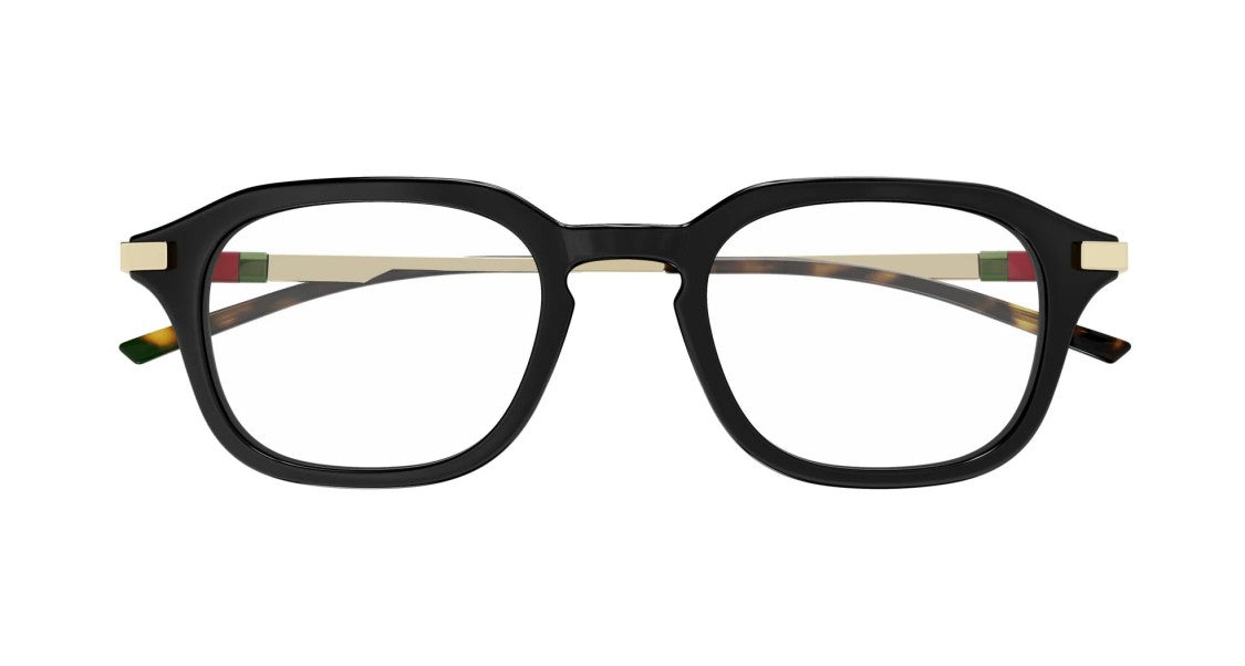 Gucci Black Gold-Toned Temples Rounded Square Eyeglasses