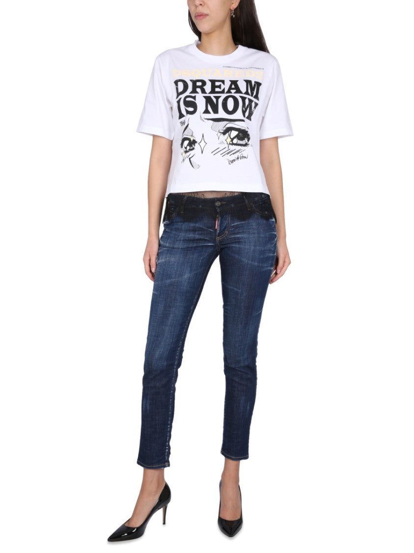 Dsquared2 Cropped T-Shirt With Bold Logo Print