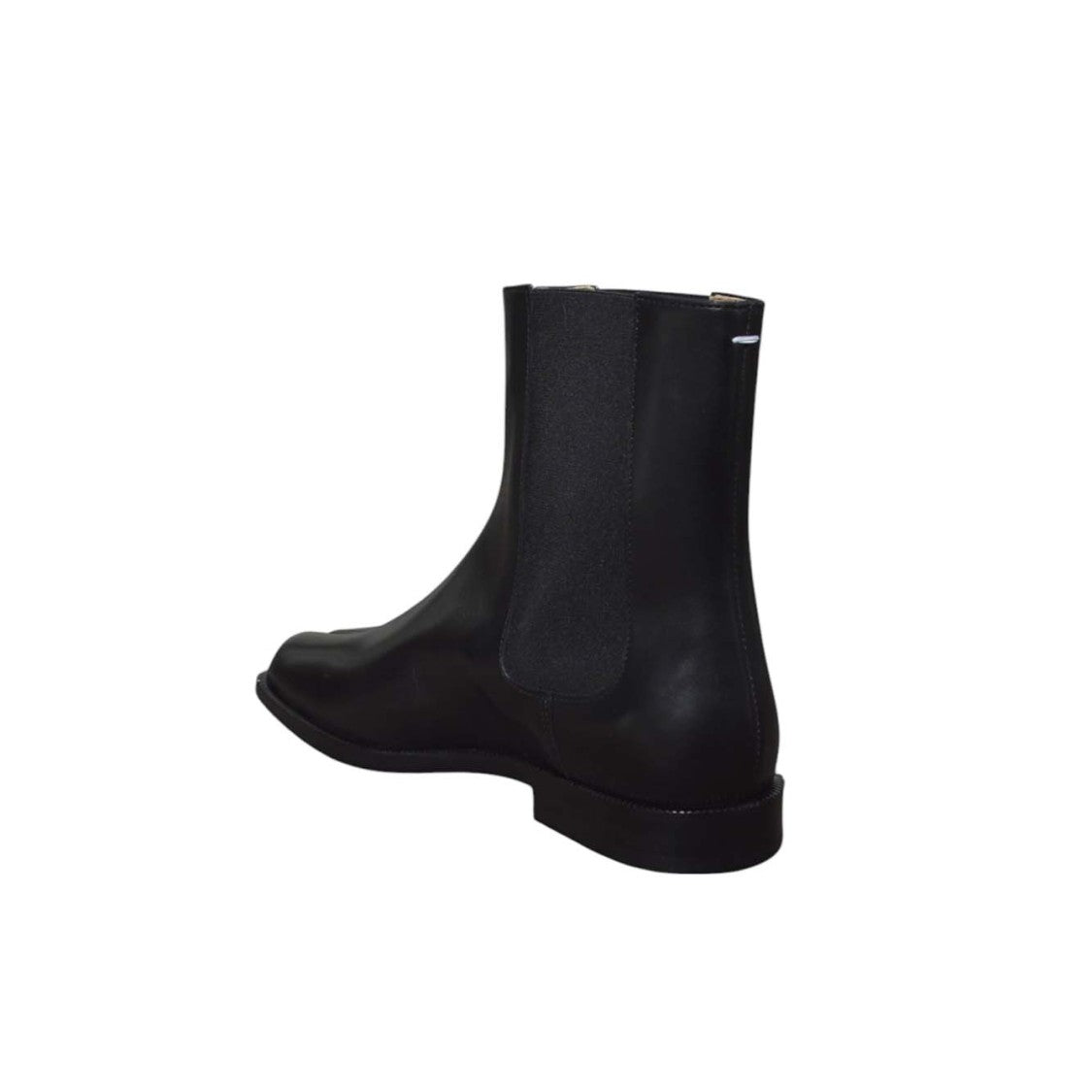 Maison Margiela Split-Toe Black Leather Boots With Elastic Side Panels