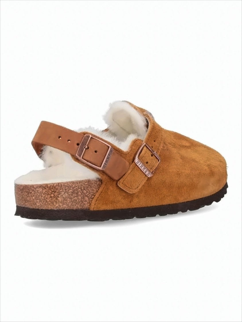 Birkenstock Suede Mule With Adjustable Strap And Shearling Lining