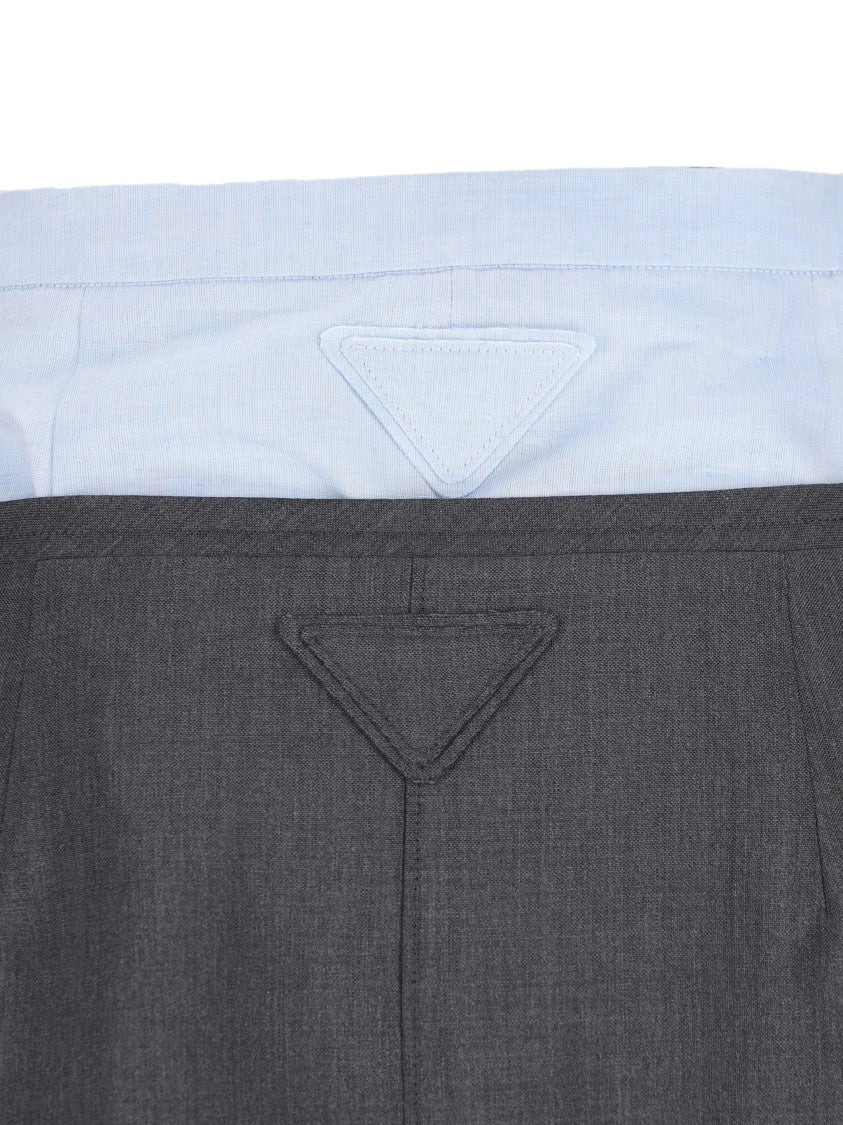 Prada Straight-Silhouette Midi Skirt With Button-Down Closure And Contrasting Waistband