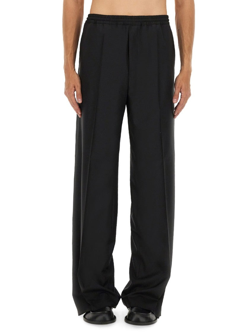 Moschino Relaxed Fit Wide Leg Wool Pants