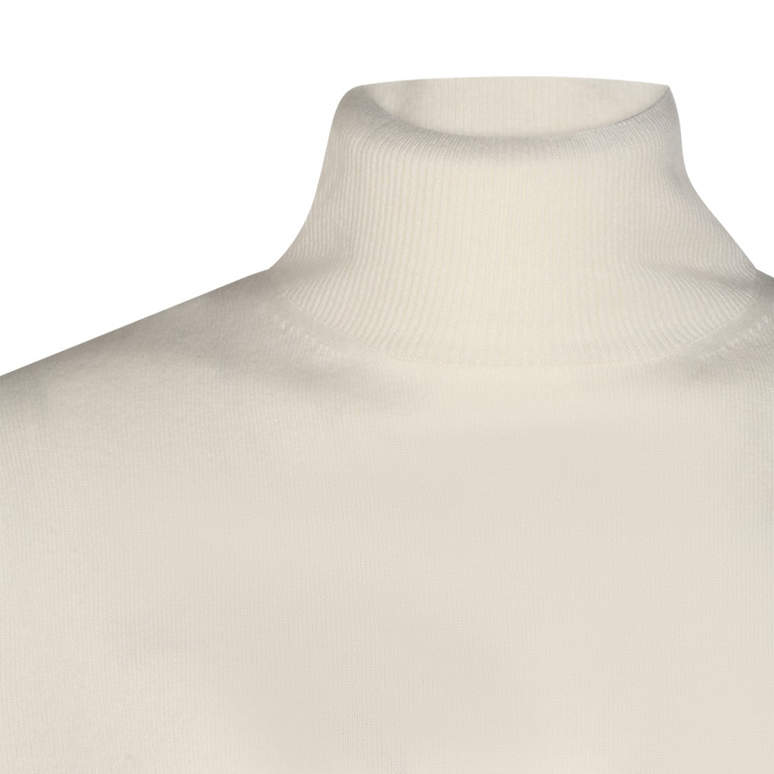 Malo Cream Cashmere Turtleneck Sweater With Ribbed Details