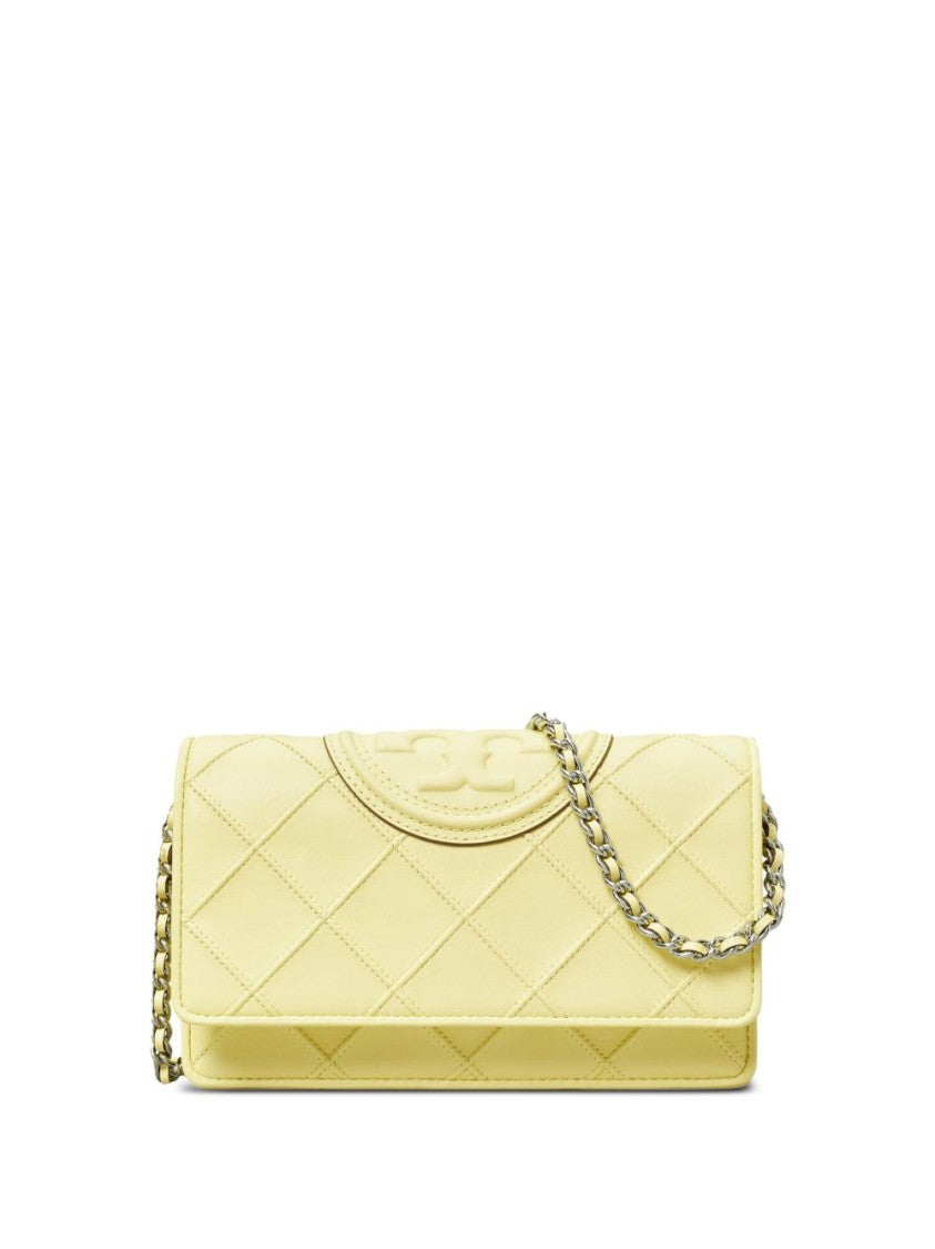 Tory Burch Quilted Shoulder Bag In Yellow Lambskin