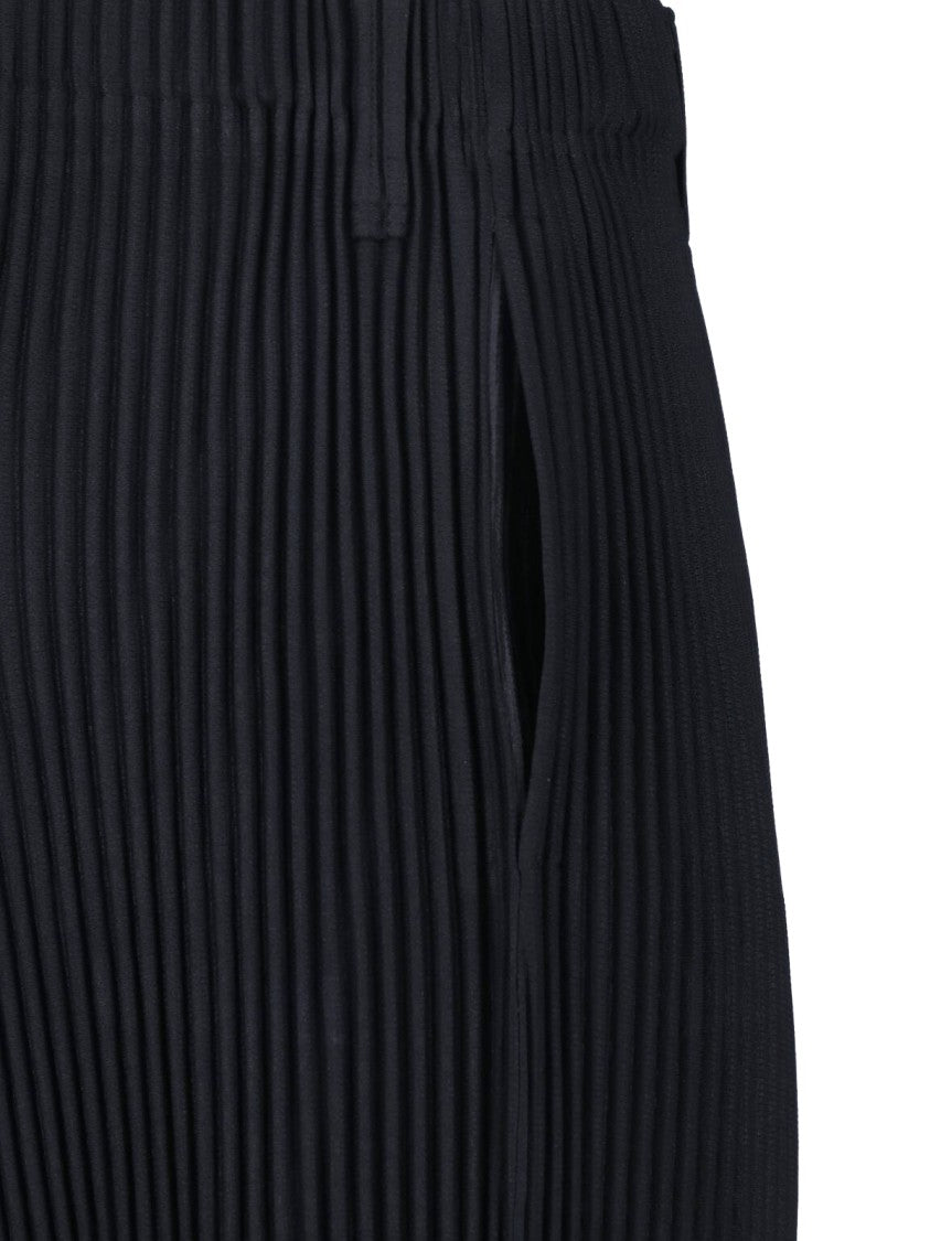 Homme Plissé Issey Miyake Black Pleated Straight-Leg Pants