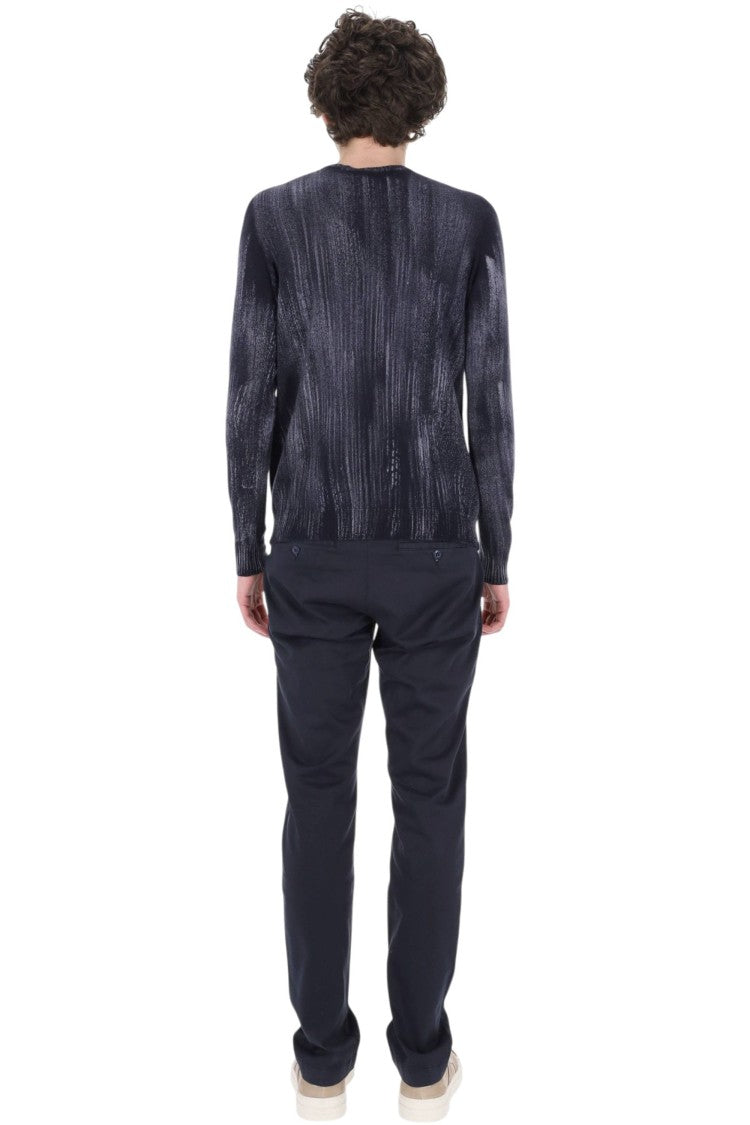 Avant Toi Blue Scratched Cashmere Crewneck Sweater