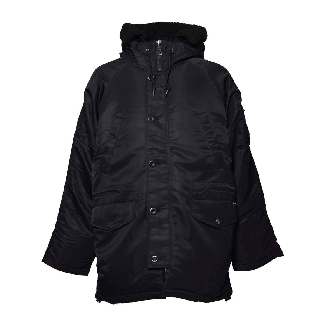 Carhartt Wip Black Nylon Olten Over Parka With Hood