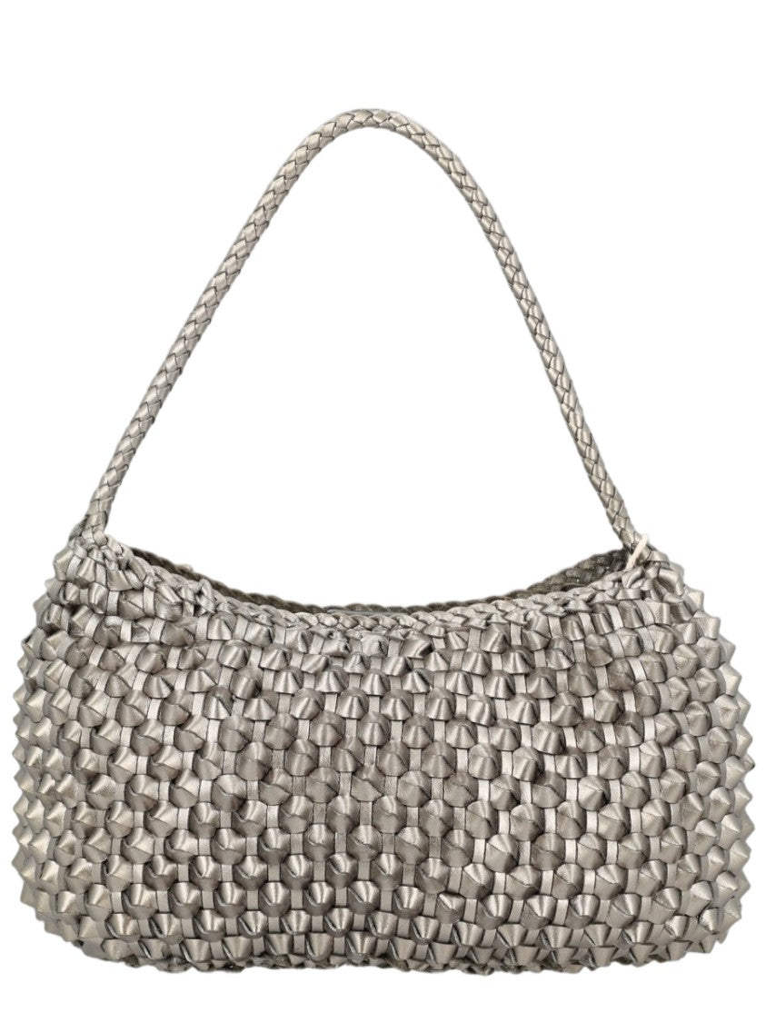Dragon Diffusion Silver Woven Leather Shoulder Bag