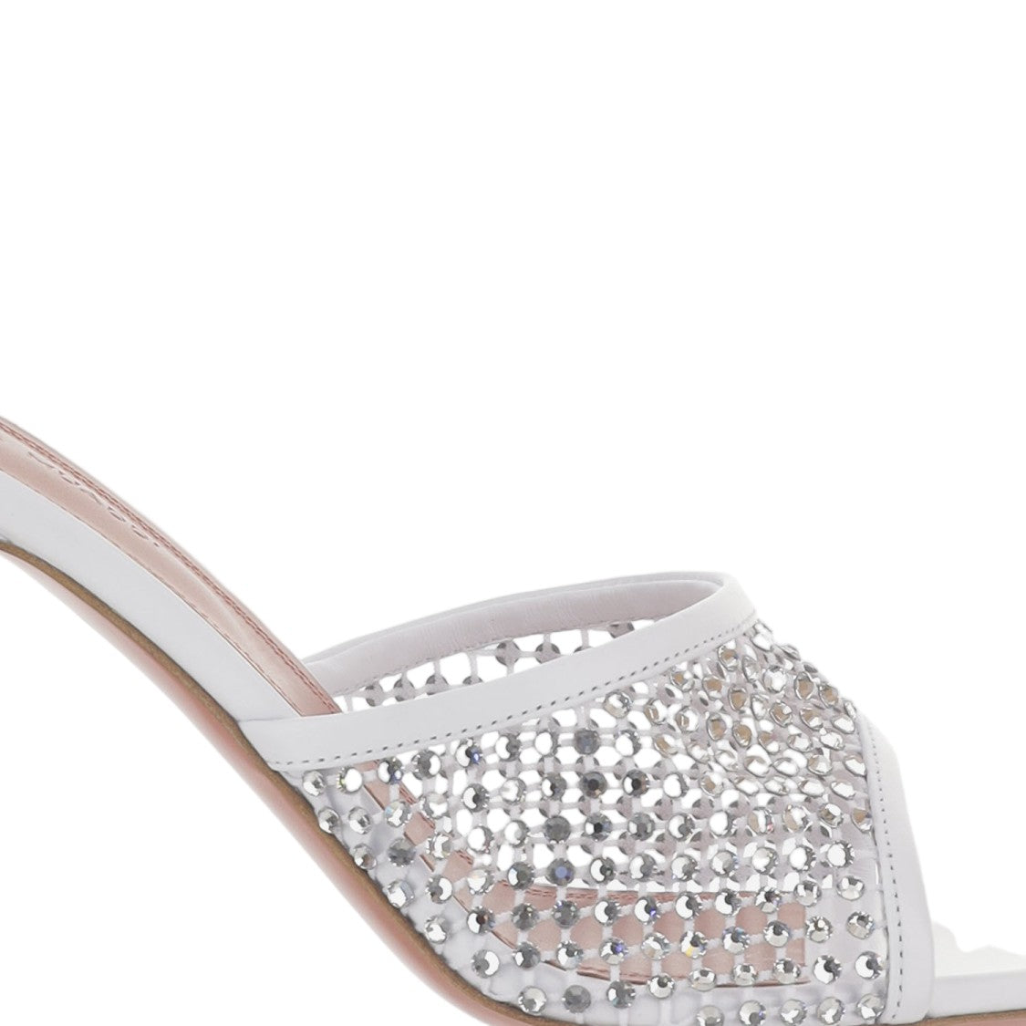 Amina Muaddi Lupita Crystal Sandals With Mesh Design And Sculptural Heel
