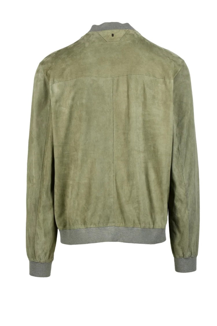 Salvatore Santoro Suede Jacket With Zip - Sage Green