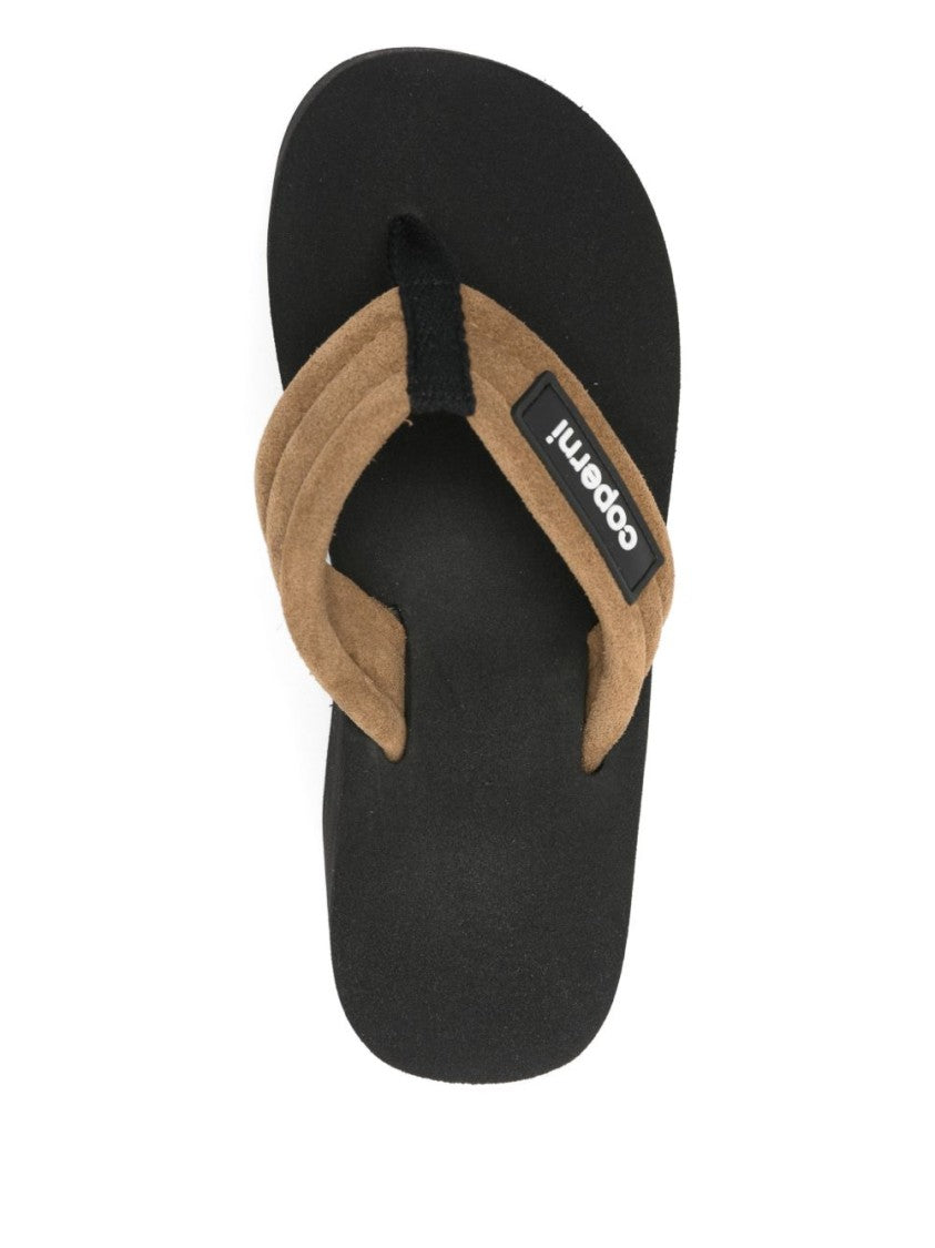 Coperni Black Brown Logo Plaque Platform Sandals