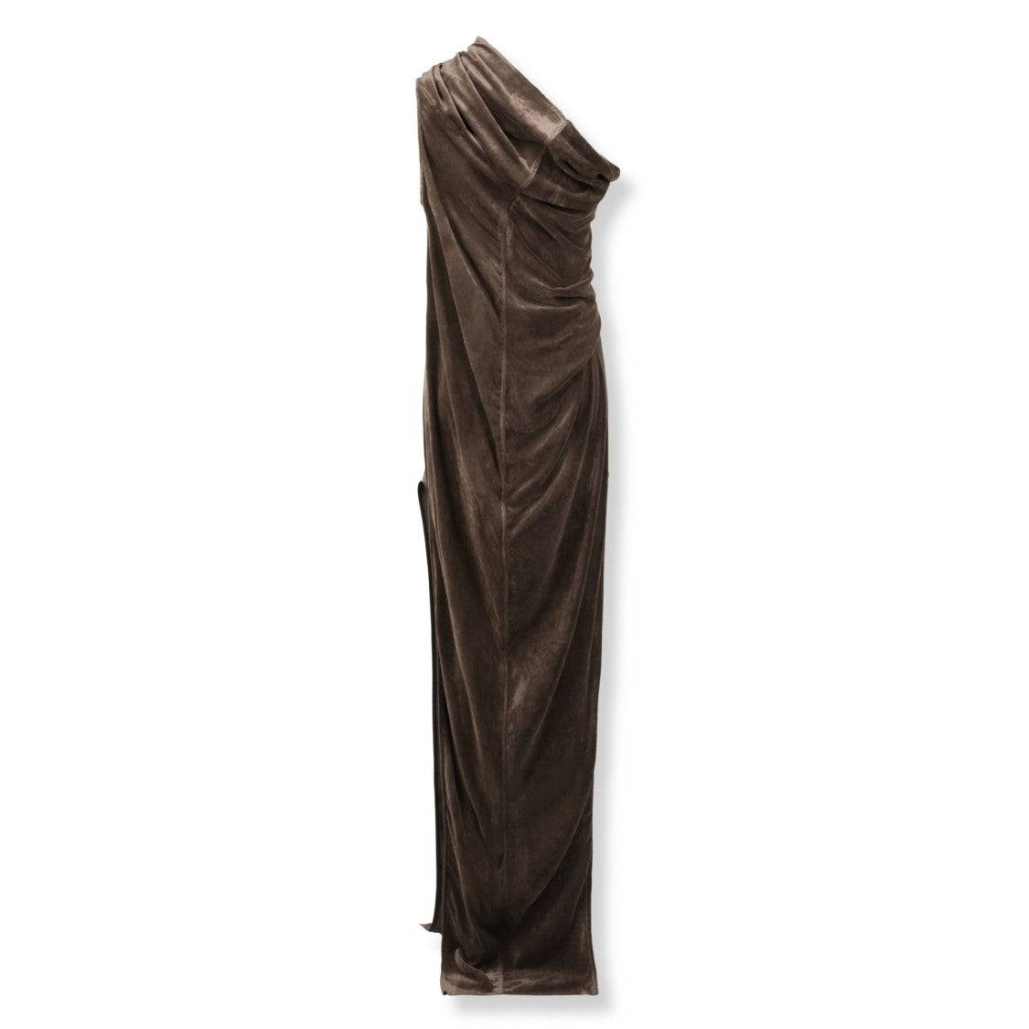 Rick Owens Avant-Garde Sculptural Black Dress With Asymmetrical Draping