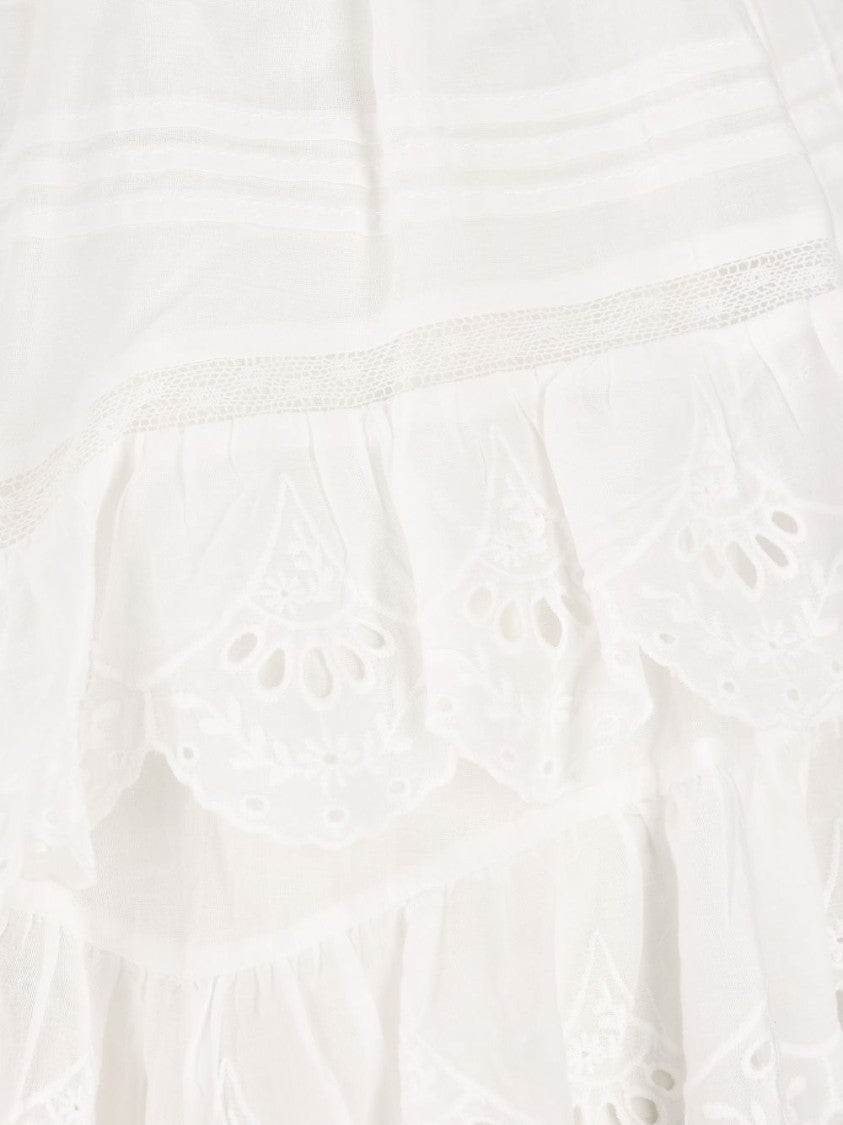 Isabel Marant Layered White Cotton Lace Shorts With Embroidery