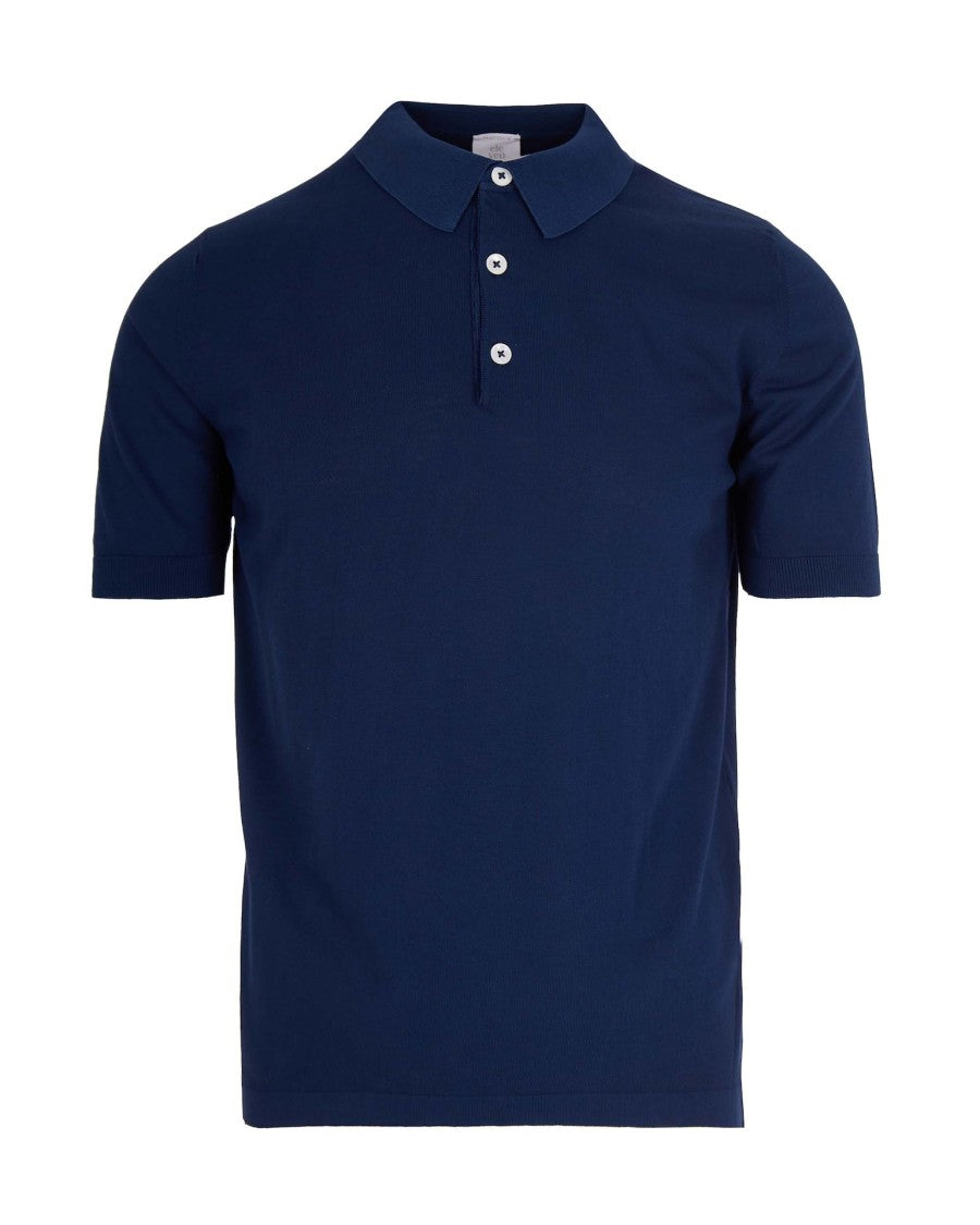 Eleventy Navy Blue Cotton Polo Shirt