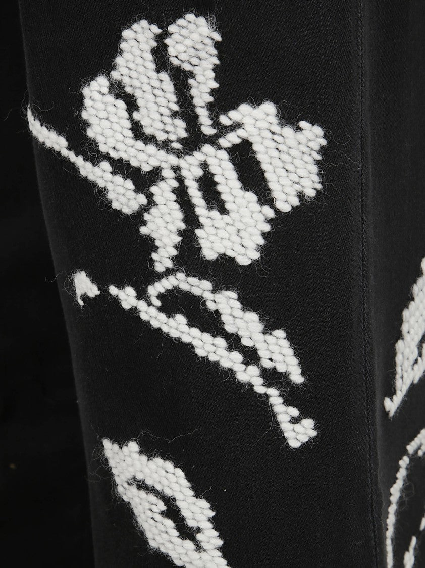 Ermanno Scervino Straight-Leg Jeans With Floral Knit Detail