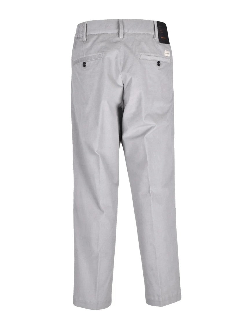 Officina 36 Grey Stretch Cotton Straight-Leg Formal Pants