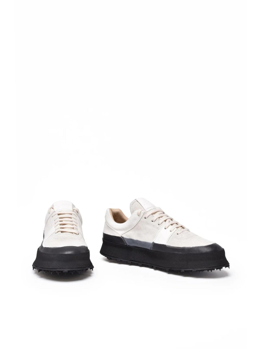 Shoto White Leather Suede Sneakers