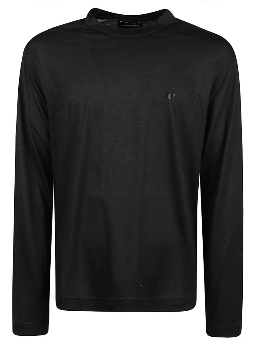 Emporio Armani Long-Sleeve Logo Detail Wool Sweater