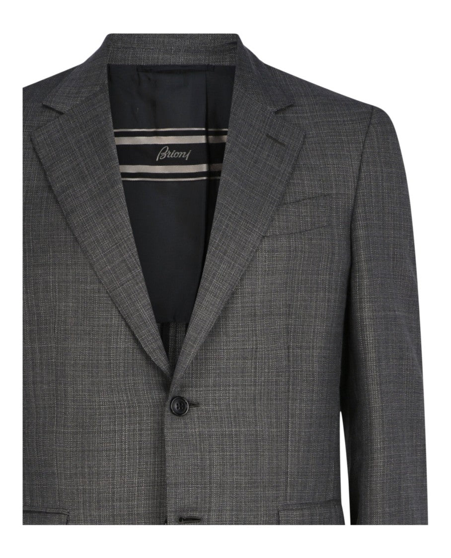 Brioni Single-Breasted Wool Blazer With Notched Lapel And Flap Pockets