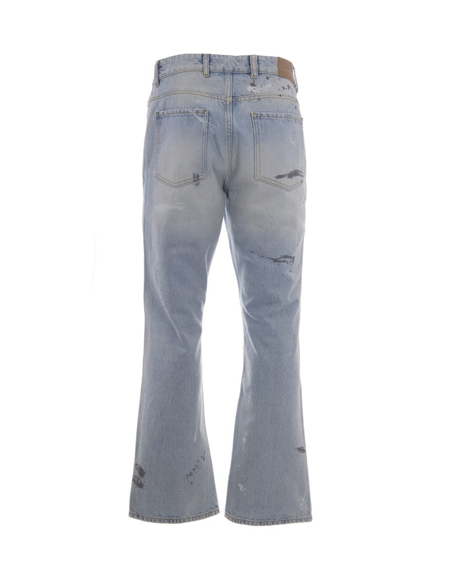 Represent Coastal Blue Painted Wide-Leg Jeans