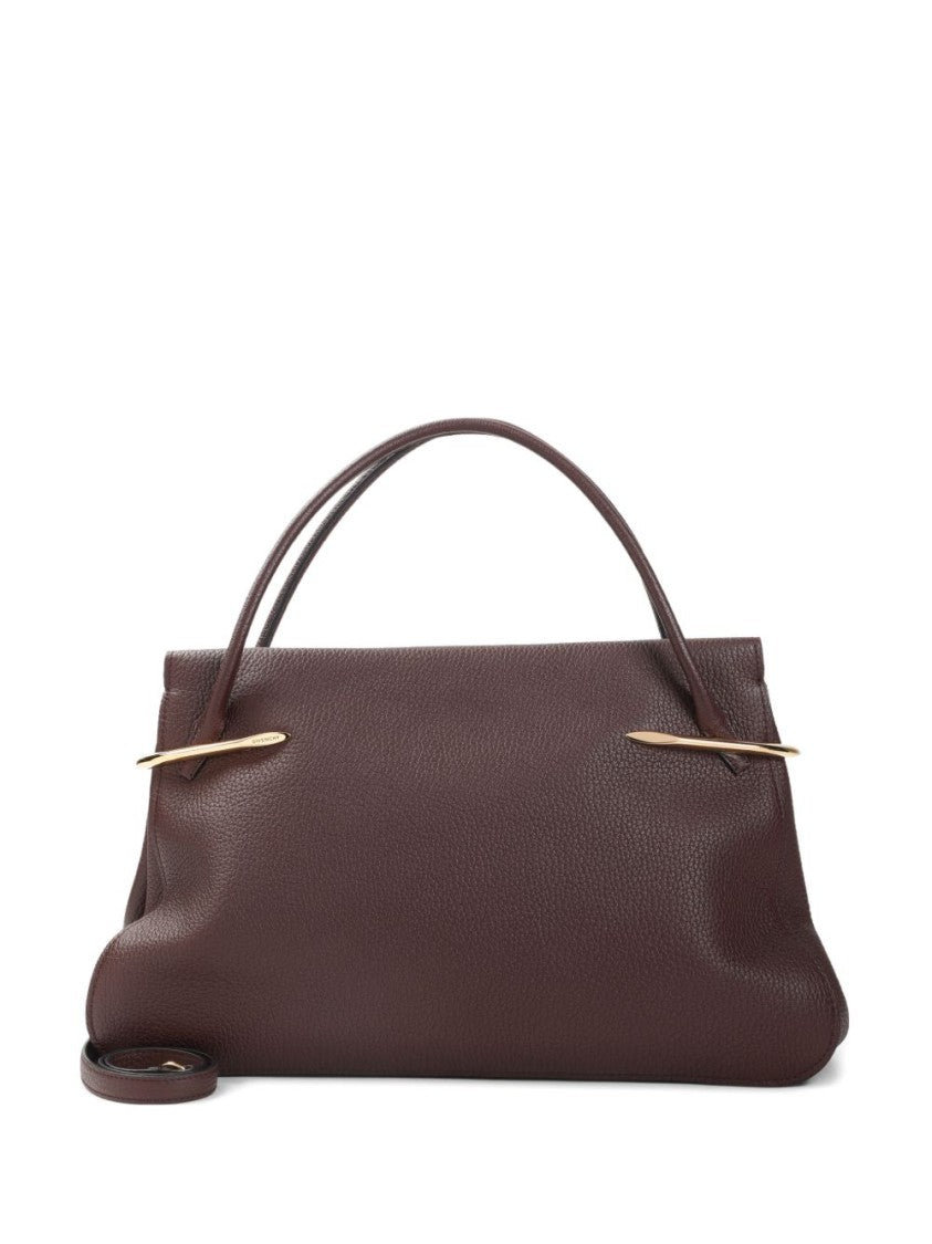 Givenchy Brown Textured Gold Accents Silk Bag