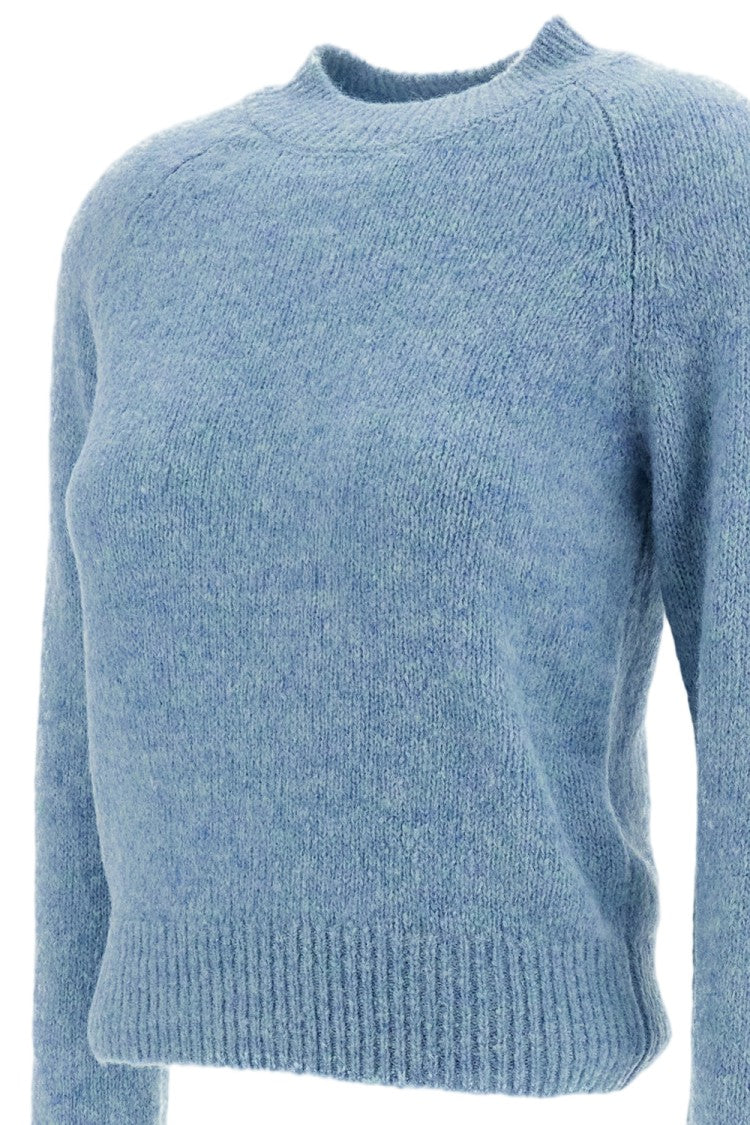 Dries Van Noten Light Blue Texas Cropped Alpaca Wool Crewneck Sweater