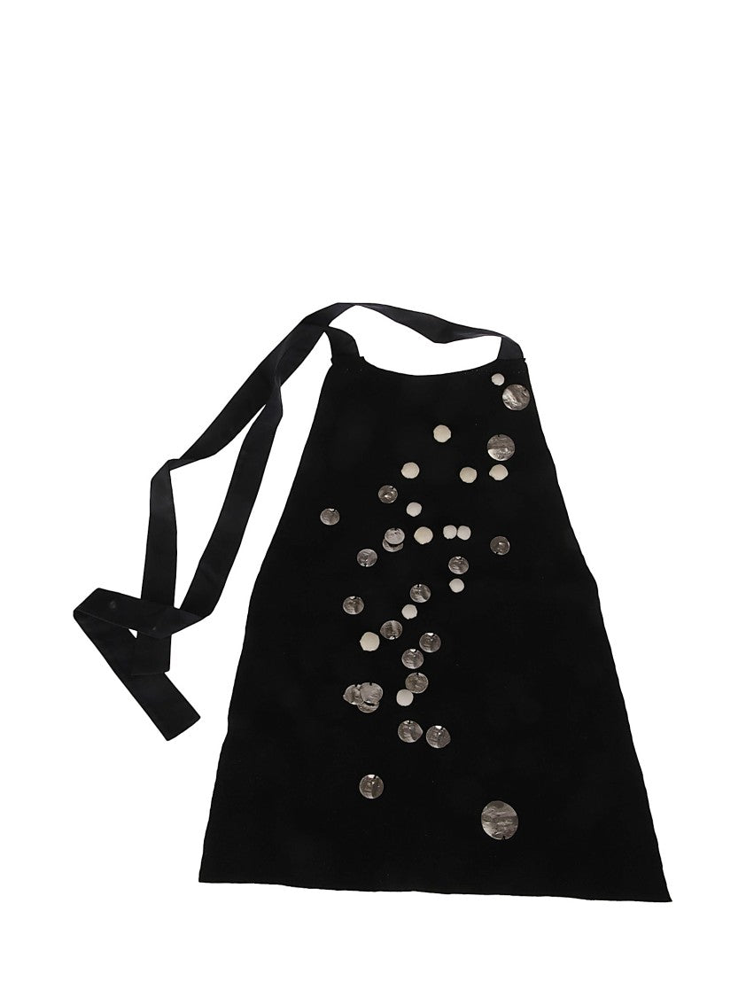 Maria Calderara Black Wool Bib With Neck Strap