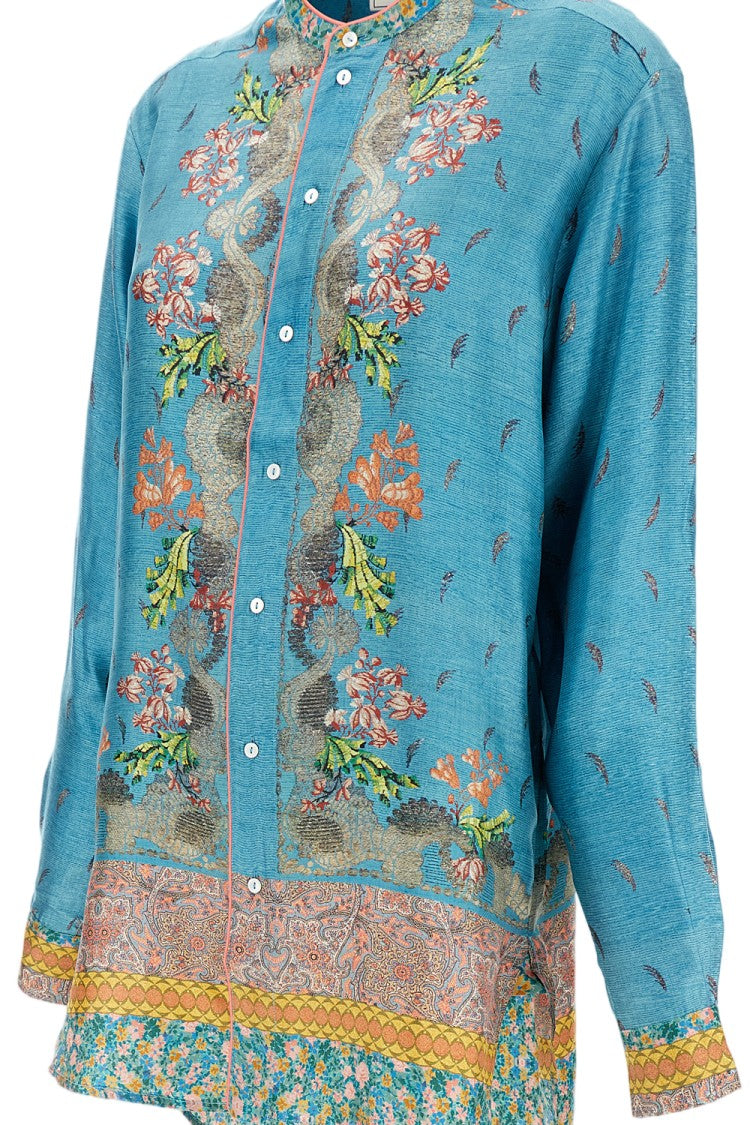 Pierre-Louis Mascia Silk Tunic Shirt With Mandarin Collar