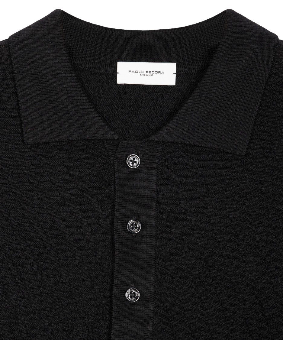 Paolo Pecora Polo Collar Knit Sweater With Button Closure