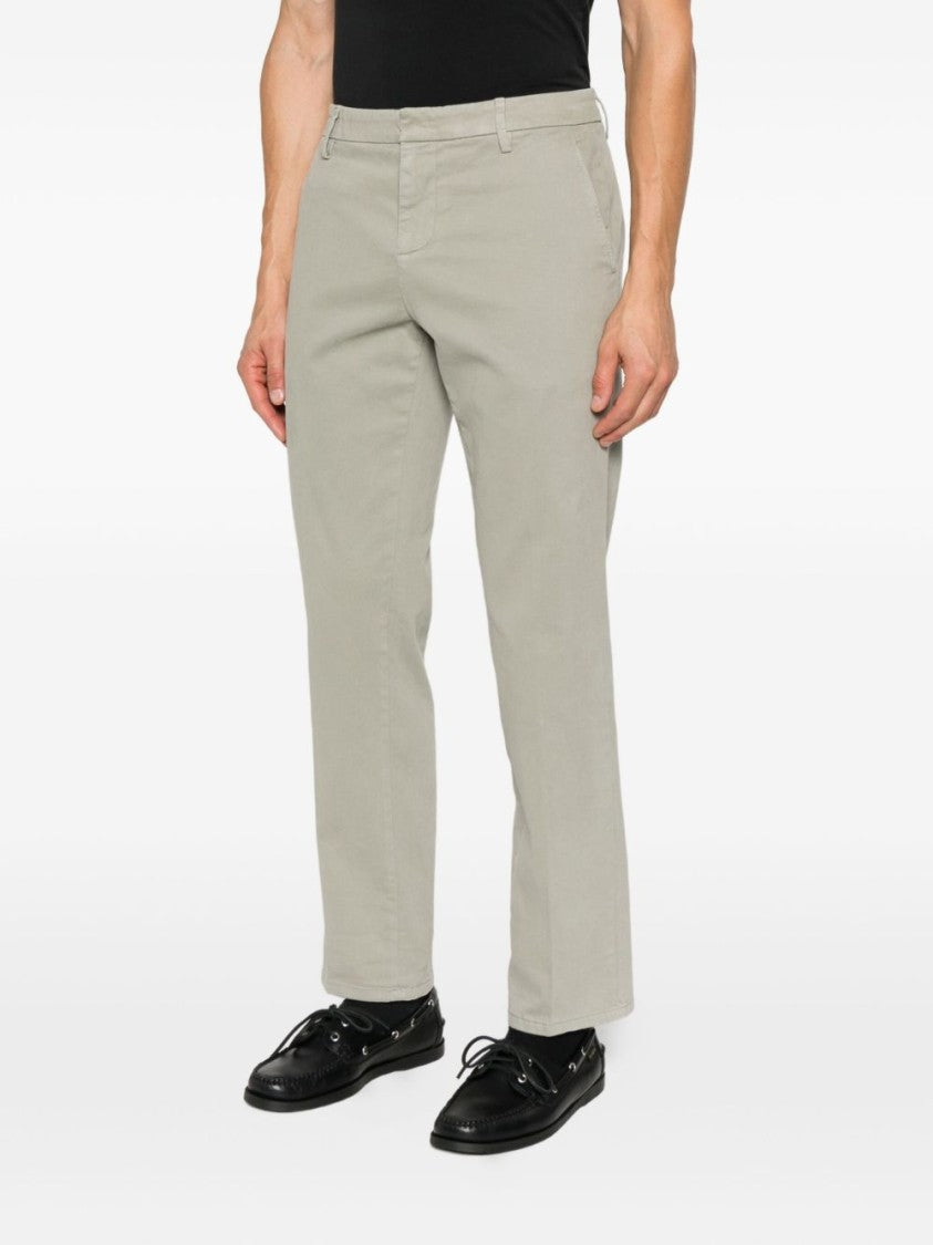 Dondup Tailored Light Green Cotton-Blend Pants