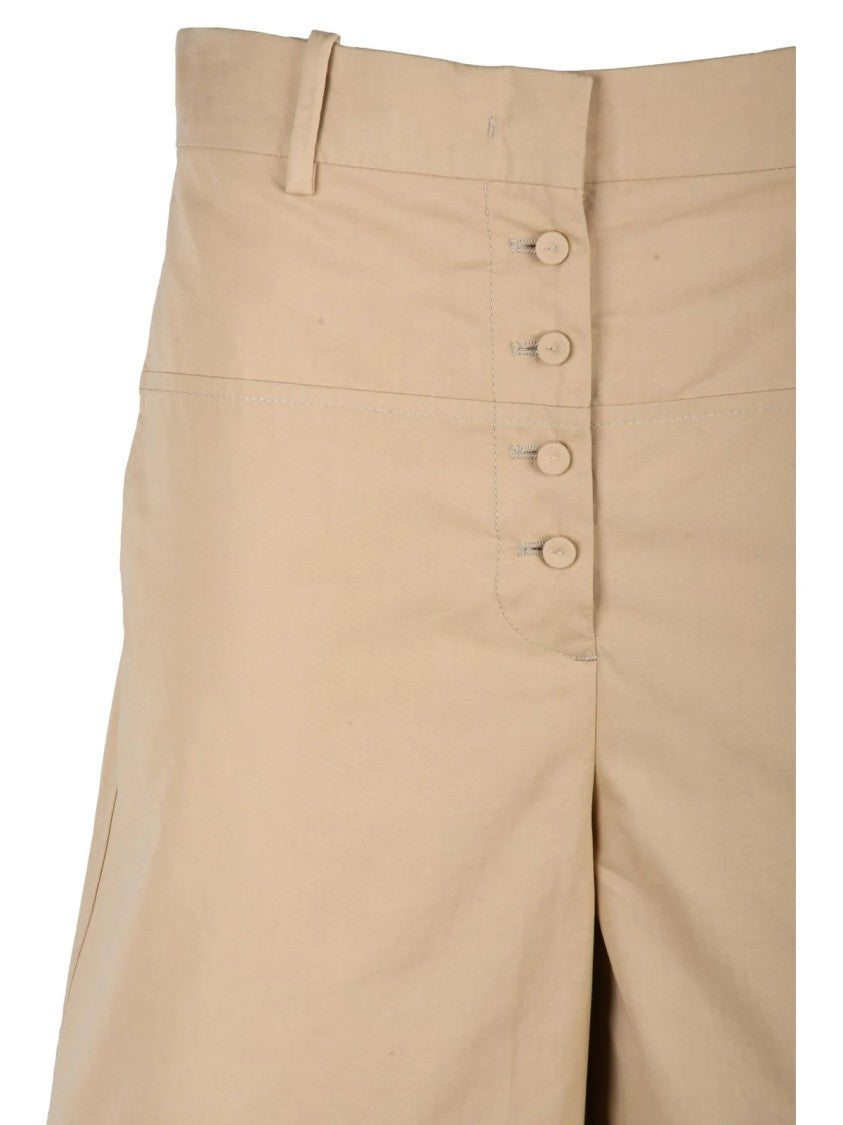 Jil Sander Beige High-Waisted Tailored Cotton Bermuda Shorts
