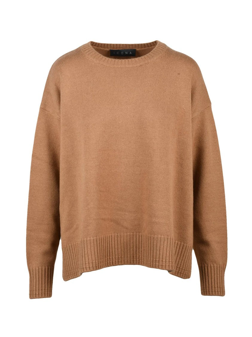 Icona Oversized Crew Neck Knit In Luxurious Angora Blend