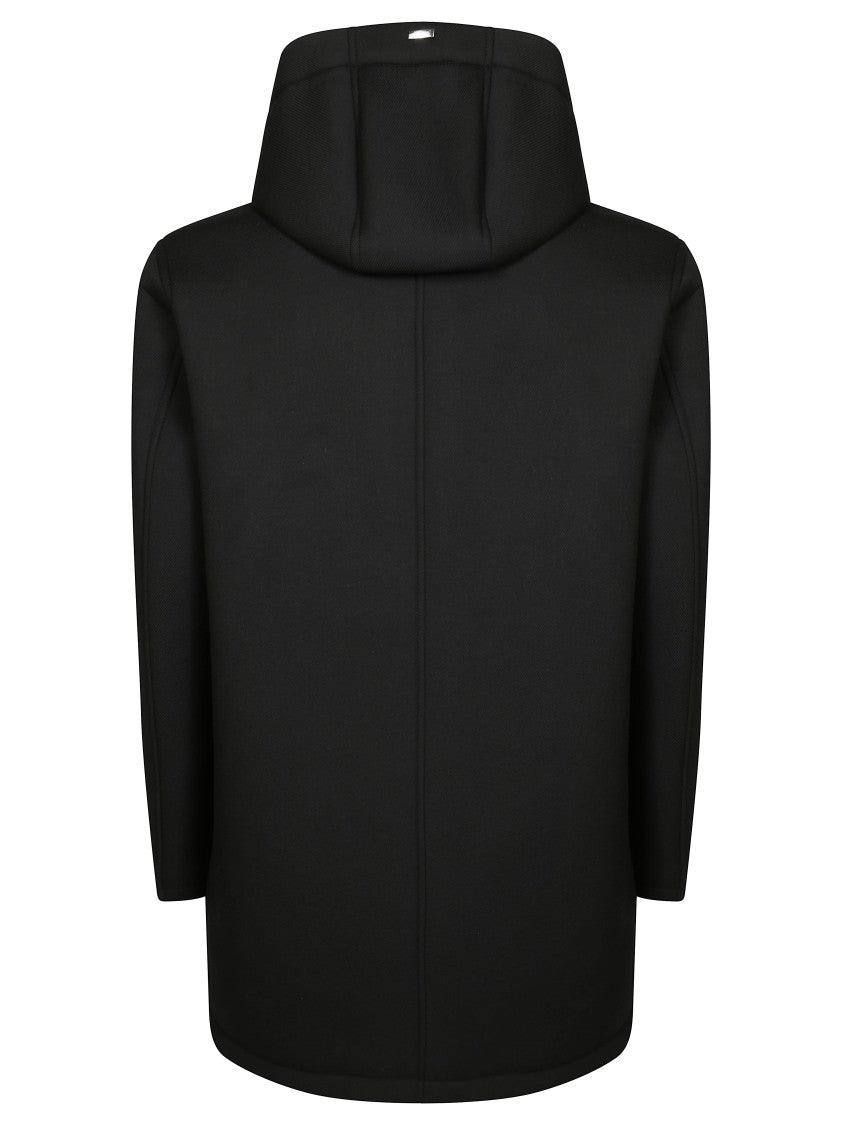 Herno Black Scuba Jacket With Hood And Design