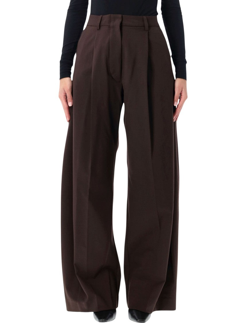 The Latest Brown Billie Wide-Leg Front-Pleat Trousers