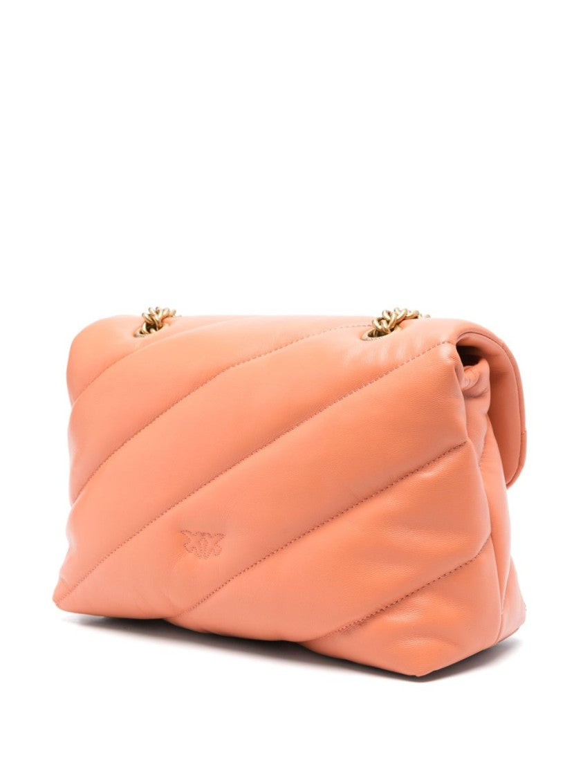 Pinko Peach Orange Quilted Shoulder Bag
