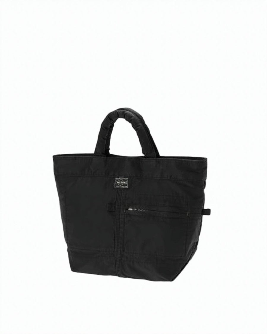 Porter Compact Black Nylon Tote Bag With Cotton Lining And Padded Handles