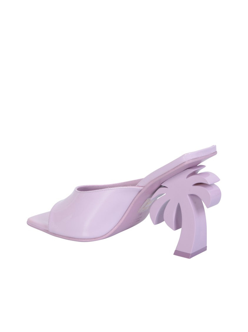 Palm Angels Square Open Toe Purple Sandals