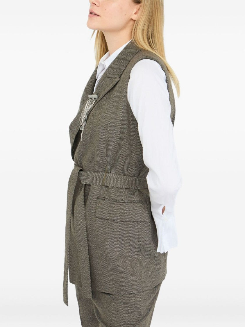 Liu Jo Sleeveless Tailored Jacket With Belted Waist
