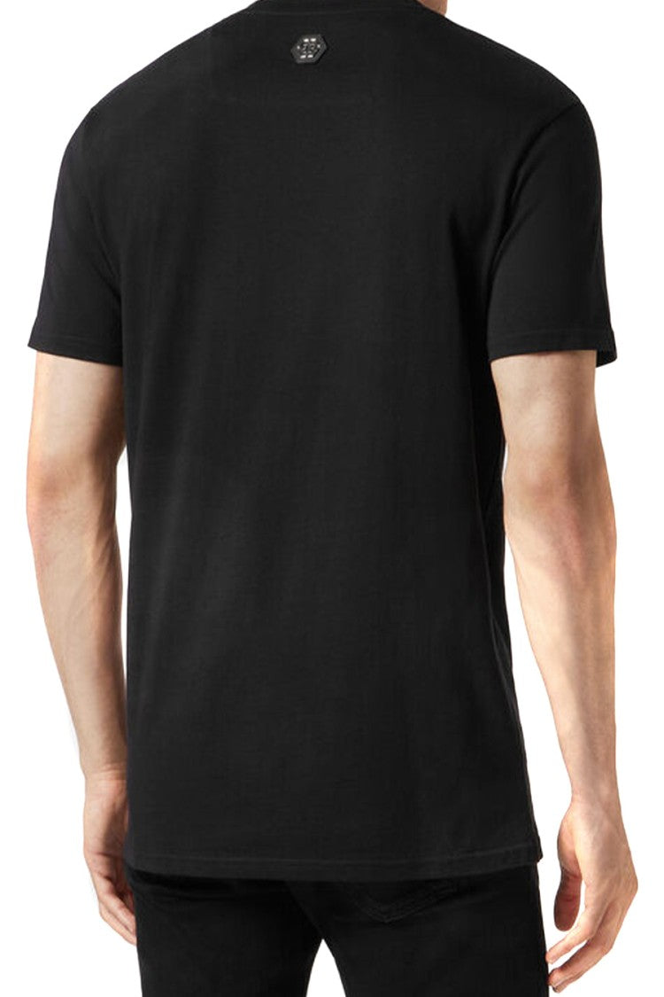 Philipp Plein Black Cotton Iridescent Logo-Print T-Shirt