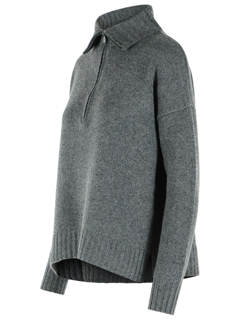 Max Mara 'Crasso' High Neck Sweater In Dark Grey Cashmere Yarn