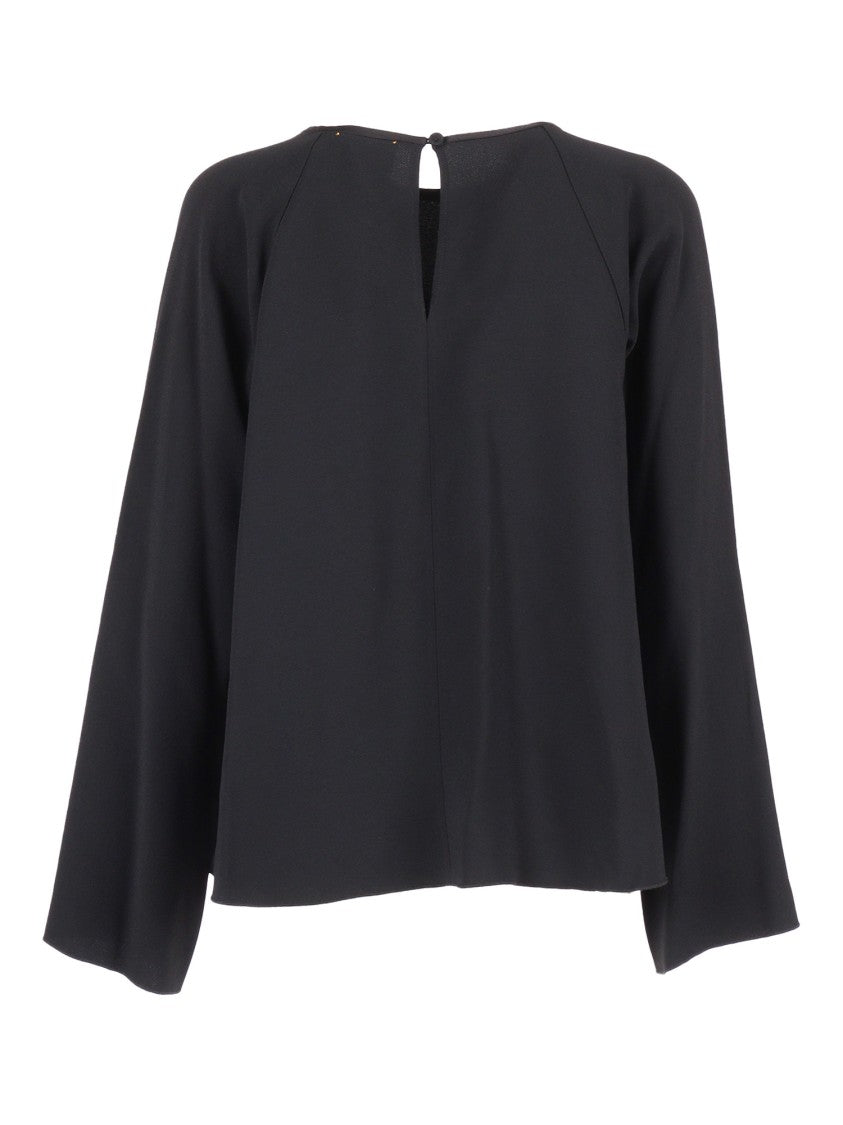 Forte Forte Long Sleeve Embroidered Top In Matte Satin