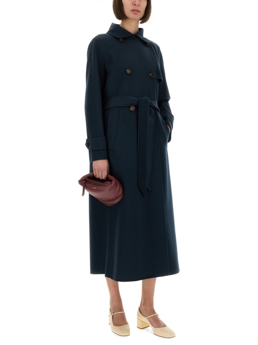 Max Mara Sem Belted Long Double-Breasted Wool Coat