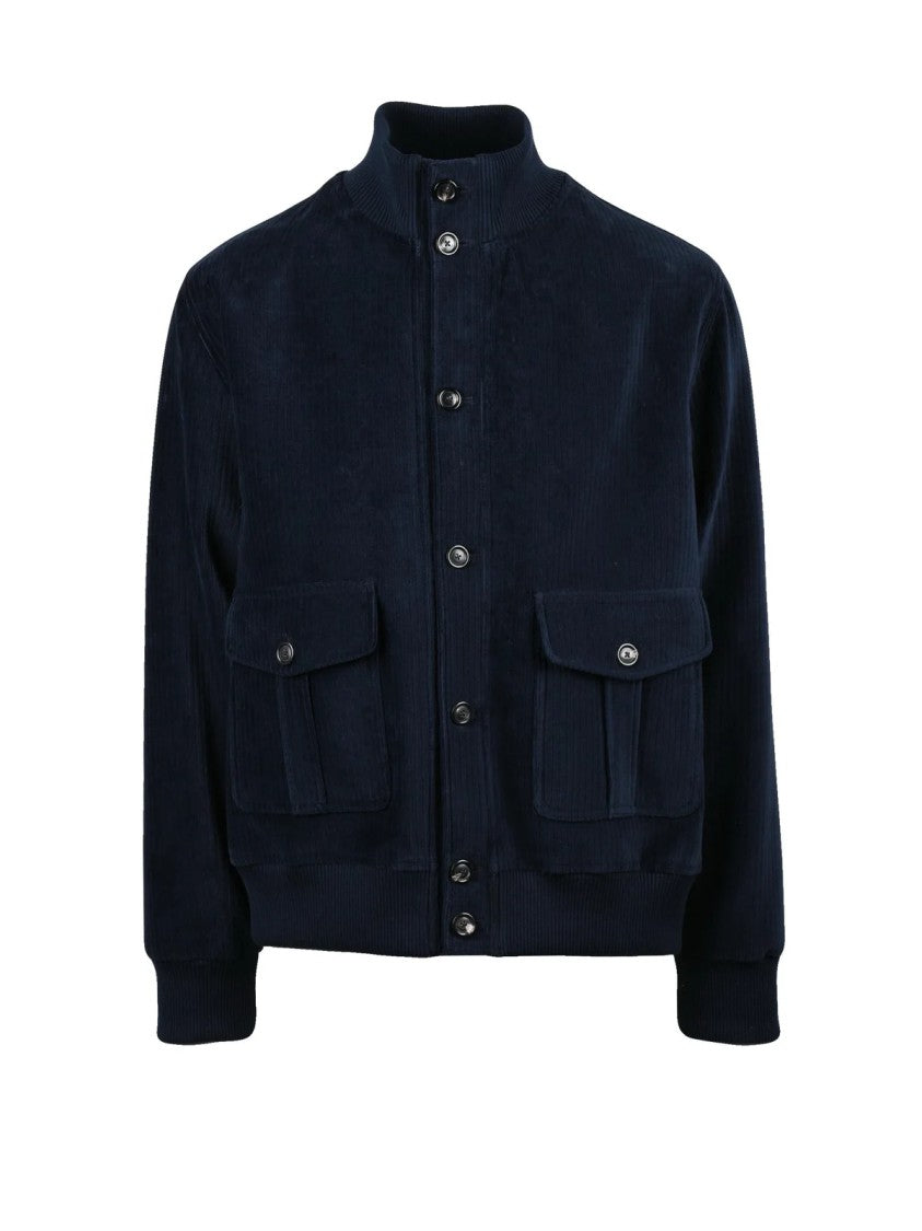 Circolo 1901 Pilot Velvet Jacket With Flannel Lining And Stand Collar
