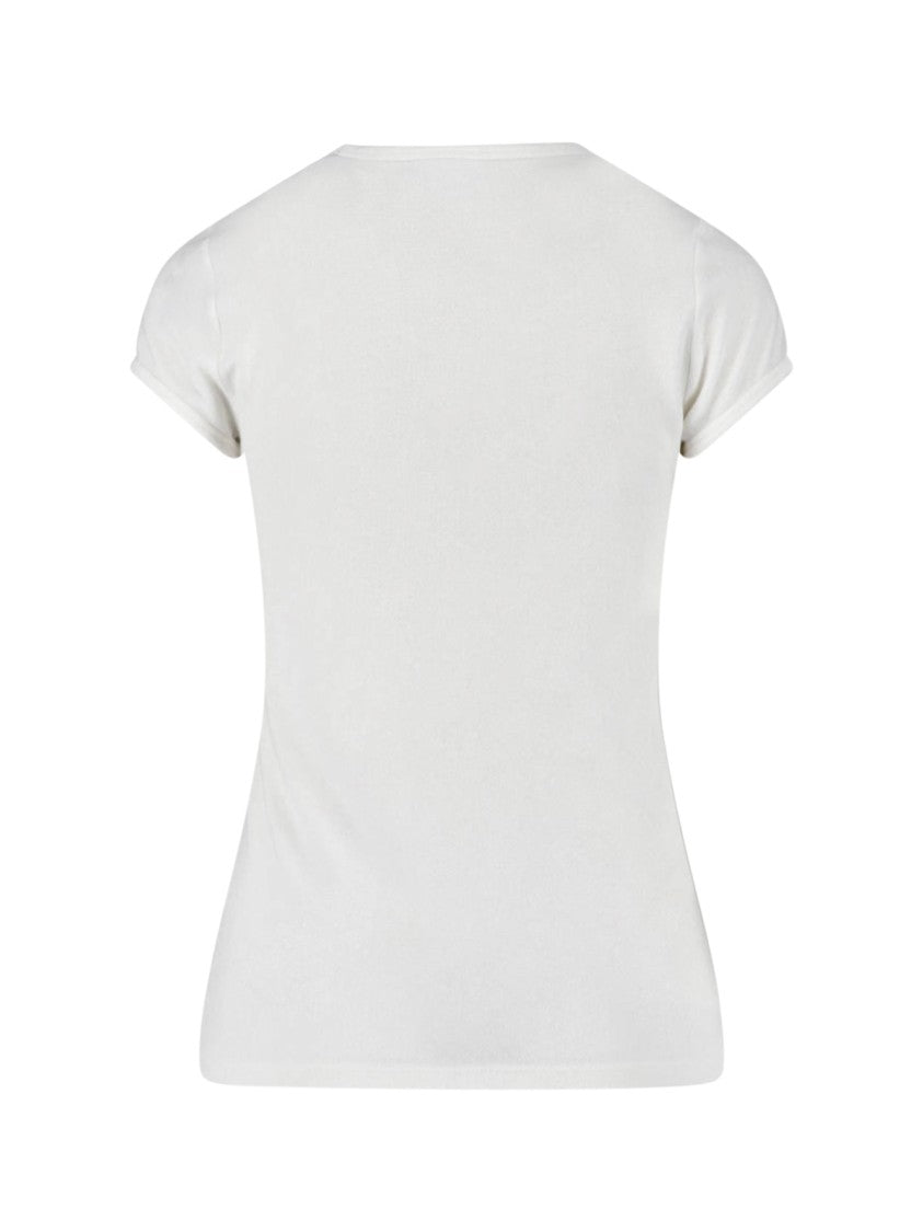 Courrèges White Baby Spongy Embroidered Viscose T-Shirt
