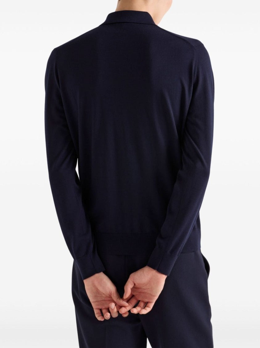 Prada Fine Knit Wool Polo Shirt With Zip Fastening
