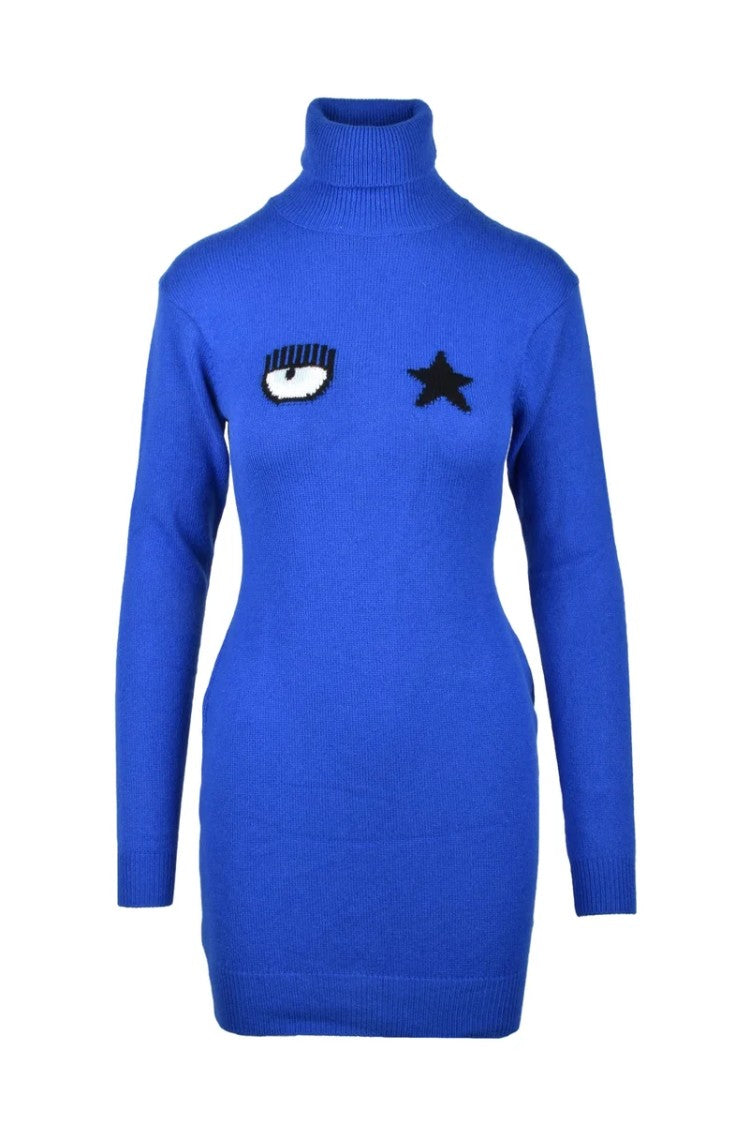Chiara Ferragni Fitted Knit Dress With High Turtleneck